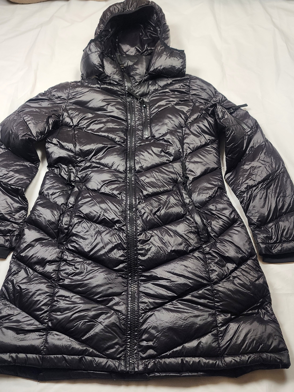 Andrew Marc Women's Premiun Black Packable Lightweight Down Hooded Jacket XS